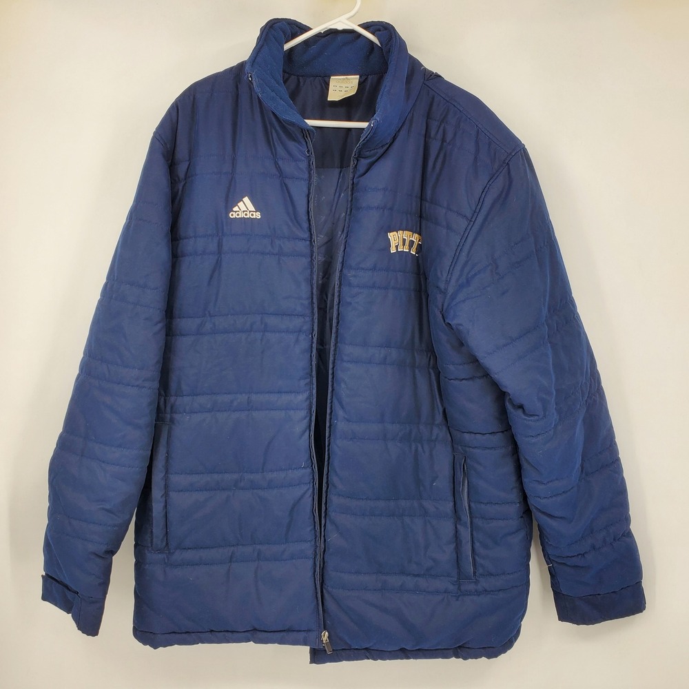 Vintage‎ Adidas Navy Blue Embroidered Pitt Panthers Winter Puffer Jacket Coat L
